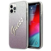 Guess Etui Guess Glitter Gradient Script za iPhone 12/iPhone 12 Pro - roza