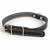 Usnjena pasja ovratnica - 24-32 cm, 12 mm - črna