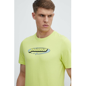 Pamucna majica Puma za muškarce, boja: zelena, s tiskom