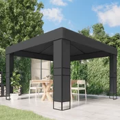 VIDAXL paviljon z dvojno streho (3x3m), antraciten