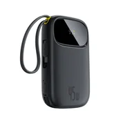 BASEUS Powerbank 10000 mAh, 45 W, s kabli USB-C in iPhone Lightning, EnerFill FC31 – črn