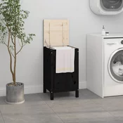 vidaXL Zaboj za perilo črn 44x44x76 cm trdna borovina