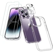 Nikcorp Zaščitni komplet Ruayia za iPhone 14 Pro Max etui Shockproof TPU PC 2x kaljeno steklo 9H 2x zaščita fotoaparata 360° Military Airbags zračne blazinice rob 3,0 mm 1,0 mm