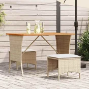 Vrtni stol s plocom od akacije bež 105x75x72 cm poli ratan