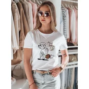 T-shirt damski z pudlem LUMIFITU biały Dstreet