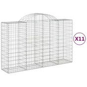 Vidaxl Obokana gabionska košara 11 kos 200x50x120/140cm cinkano železo