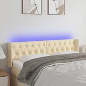 Vidaxl vidaXL Vzglavje postelje z LED diodami kremne barve 147x16x78/88 cm blago