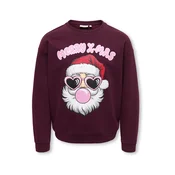 ONLY GIRLS Majica KOGXMAS DITTE roza/vinsko rdeča/črna/bela