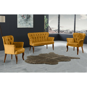 ATELIER DEL SOFA Sofa i dve fotelje Paris Walnut Wooden Mustard