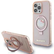 HELLO KITTY Etui Hello Kitty Ring Stand Glitter Electrop Logo MagSafe za iPhone 15 Pro Max - roza