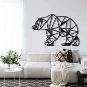 WallXpert metalni zidni ukras 5013, geometrijski medved spuštene glave, 90 x 60 cm, crni