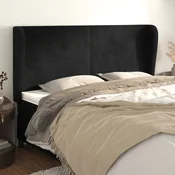 Vidaxl vidaXL Vzglavnik s krilci, črn 183x23x118/128 cm, žamet