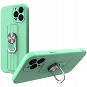 HURTEL Silikonski ovitek z obročem za prst in stojalom za iPhone 11 Pro Max, mint