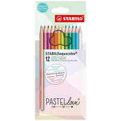 Akvarelne olovke u boji Stabilo - Aquacolor Pastellove , 12 boja