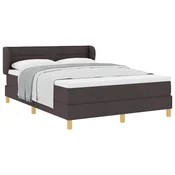 Vidaxl Postelja z vzmetnico z vzmetnico Temno rjava 140 x 190 cm blago