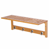 HOMCOM Stenska polica za obešanje oblačil iz bambusa, 50x17x20cm