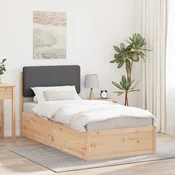 vidaXL Posteljni okvir z oblazinjenim vzglavjem Temno siva 90 x 190 cm