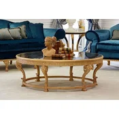 Casa Padrino luxury baroque coffee table with marble top natural/black - Round living room table in baroque style - Baroque Furniture - Luxury Quality - Made in Italy