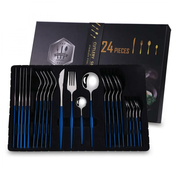 24-delni set jedilnega pribora Elegant - srebrna/modra KP26402