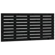 Vidaxl Stensko posteljno vzglavje črno 146x3x63 cm trdna borovina