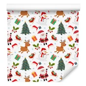 Božična tapeta bela, breskev sredina 50x1000 cm