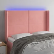Vidaxl vidaXL Vzglavje postelje z LED svetlobo roza 147x16x118/128 cm žamet