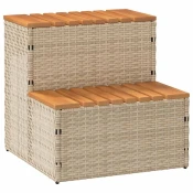 Vidaxl Korak za masažno kad bel 50x50x50,5 cm poli ratan/trden akacija