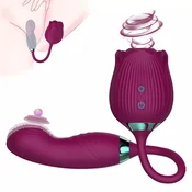 Rose vibrator (ruža vibrator) – sisanje i vibriranje (silikon) crvena
