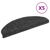 Vidaxl Preproge za stopnice, samolepilne, 5 kosov, 65 x 21 x 4 cm, temno sive, polkrožne, velike