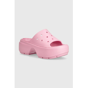 Natikači Crocs Stomp Slide ženski, roza barva, 209346