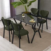 Hanah Home Trpezarijski sto i stolice Elma, Zeleno-crni