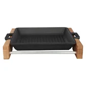 Lava Grill ploca sa metalnim drškama i drvenim postoljem