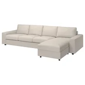 VIMLE Sofa 4-sed i lenjivac, sa širokim rukohvatima/Gunnared bež