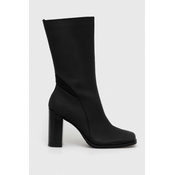 Kožne gležnjace Calvin Klein Jeans HEEL ZIP BOOT LTH WN za žene, boja: crna, s debelom potpeticom, YW0YW01113