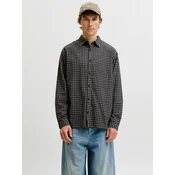 JACK & JONES Košulja JJCARTER tamo siva / crna / bijela