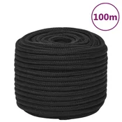 Vidaxl Vrv za čoln popolnoma črna 12 mm 100 m polipropilen