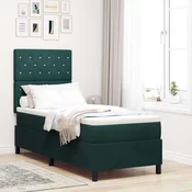 Vidaxl Postelja z vzmetnico z vzmetnico Temno zelena 80 x 200 cm Žamet