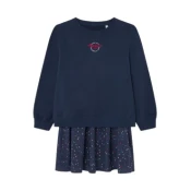Pepe Jeans za dekleta. PG951678 Obleka Tilda mornarsko modra (12anos= 152cm), Priložnostno, Dolg rokav, Trajnostni, Mornarica, otroška