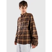 Ninth Hall Rhinestone Boxy Flannel Shirt brown