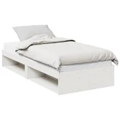 Vidaxl Dnevna postelja z vzmetnico bela 90x190 cm trdna borovina