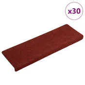 Prostirke za stepenice, samoljepljive, 30 kom, 65x21x4 cm, bordo crvene, pravokutni rub