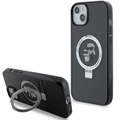 Karl Lagerfeld Karl Lagerfeld ovitek za iPhone 15 6.1 Ring Stand Karl&Choupette MagSafe, črn/črn