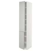 METOD Visoki element s policama/2 vrata, bela/Havstorp svetlosiva, 40x60x220 cm