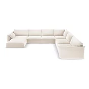 Bež baršunasti kutna garnitura (s desnim kutom/u obliku slova U) Vanda – Mazzini Sofas