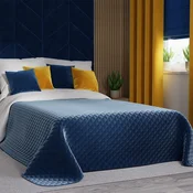 shumee VELVI Pregrinjalo za posteljo 220x240cm - temno modra eleganca z geometrijskim vzorcem