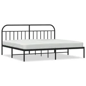 Greatstore Kovinski posteljni okvir z vzglavjem črn 200x200 cm