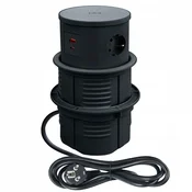 shumee Polnilna vtičnica skrita v mizi, črna, induktivni polnilnik 15W, 2xUSB 16A