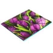 shumee Dekorativna steklena deska za rezanje in serviranje Vijolični tulipani 60x52 cm