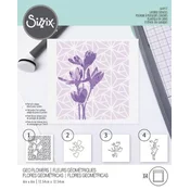 Sizzix Plastična šablona - plastena geometrija in roža 4 kosi