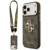 Ovitek s paščkom Guess Big 4G Classic Logo & Big Strap Metal Buttons za iPhone 17 Pro/18 Pro - brown